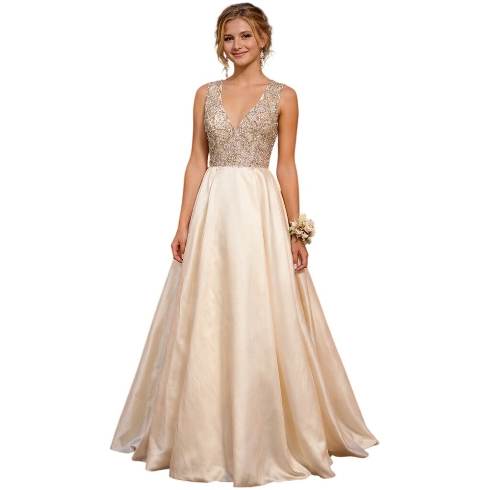 Mac Duggal Candlight Embellished Wedding Prom Gala Formal Ball Gown 48591H Sz 10